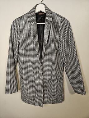 Ambiance Outerwear Black White Houndstooth Jacket Coat Business Casual Neutral
